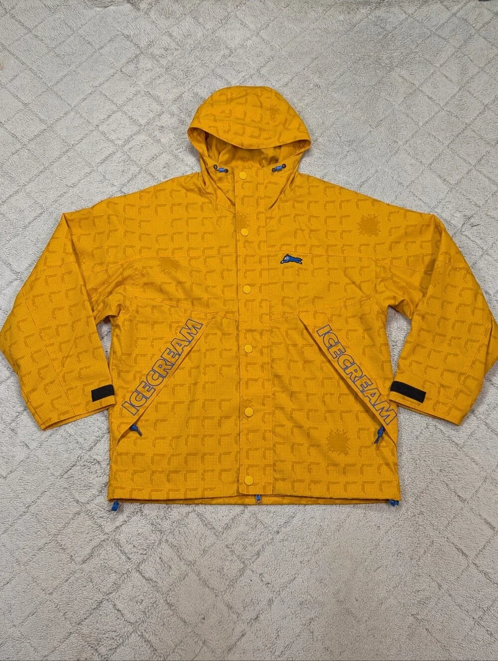 Billionaire Boys Club Ice Cream Jacket Mens L Yellow Outdoor Shell Hooded